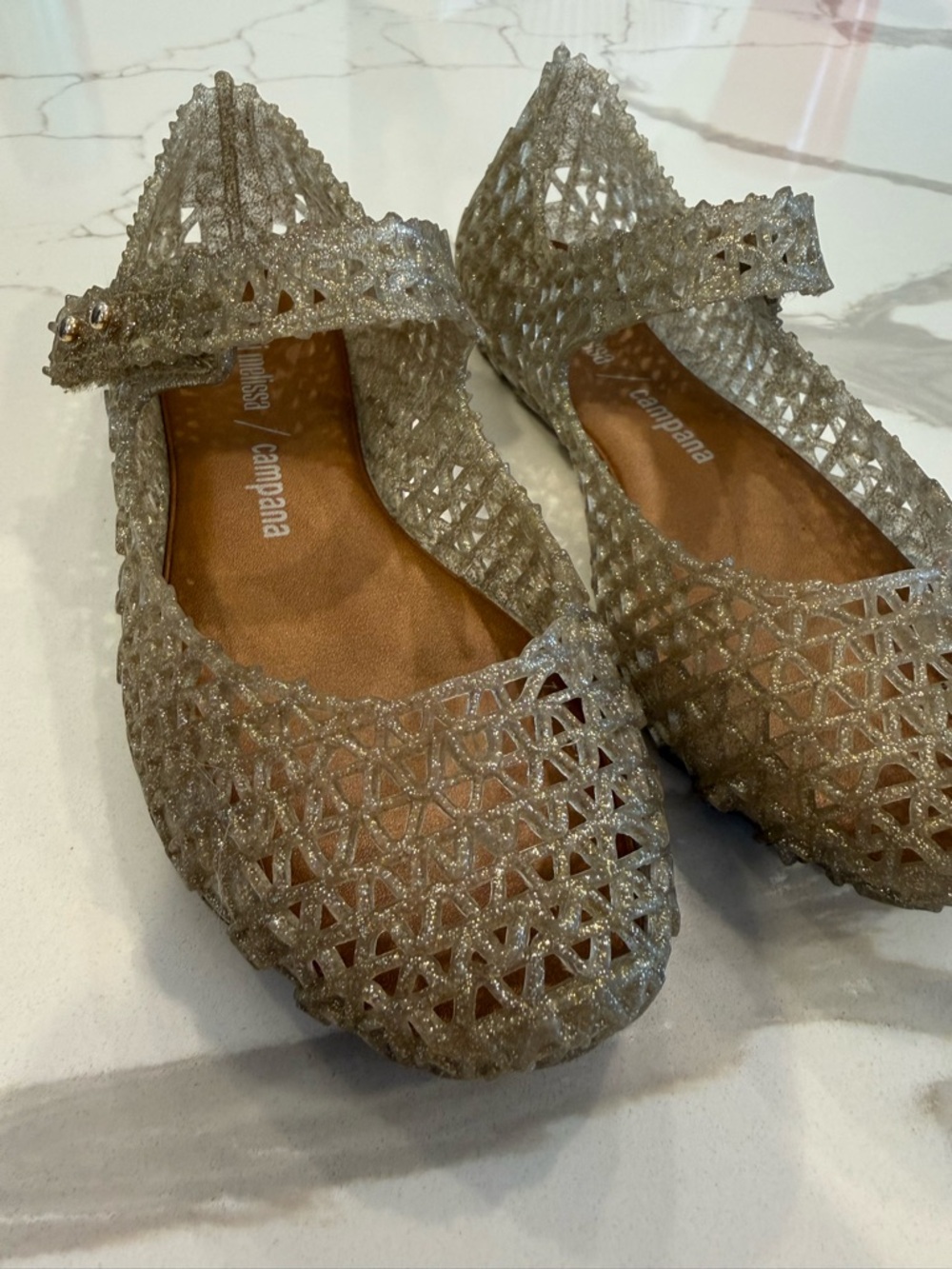 Mini Melissa|Campana Girls' Gold Glitter ballerina Shoes - Picture 2 of 3